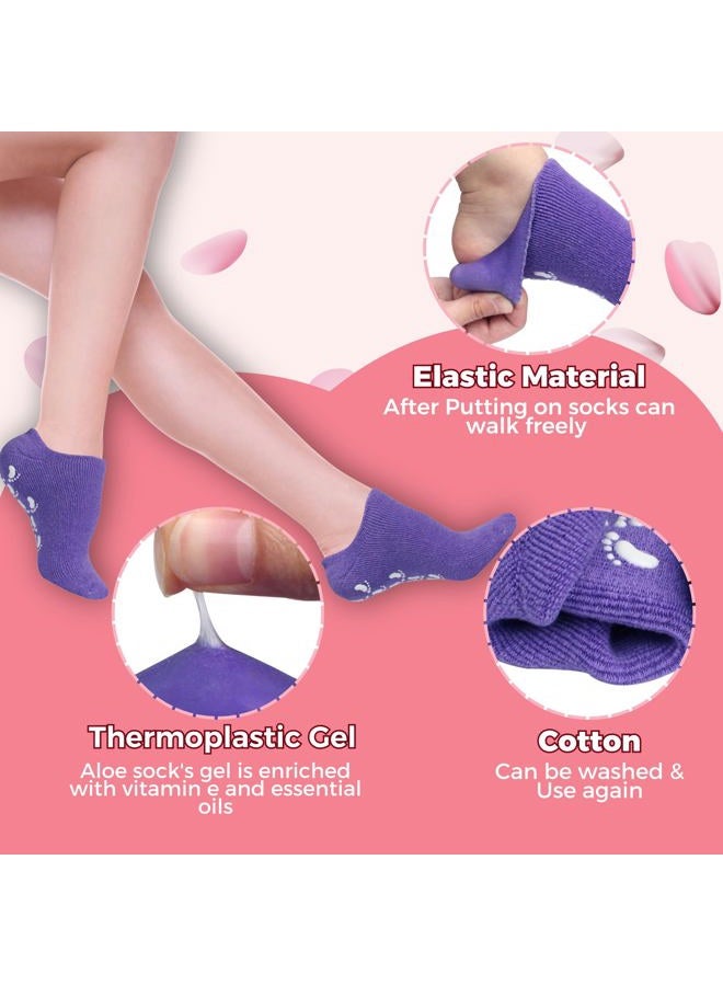 FOOTINSOLE.COM Moisturizing Socks for Dry Cracked Feet Women and Men Hydrating Gel Spa Sock Foot Moisturizer During Overnight (1 Pair (Pink)) - Image 2